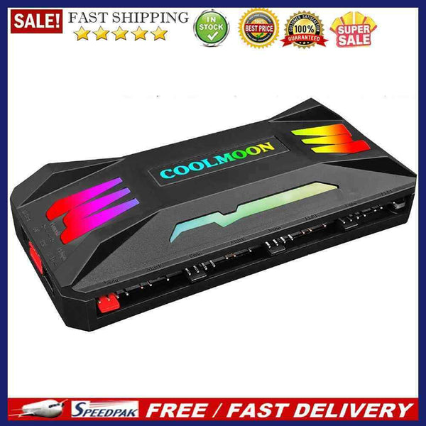 COOLMOON RGB Controller 4Pin PWM 5V 3Pin ARGB Fan Remote Control (Black)