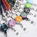Card Holder Printed Fabric Retractable Necklace Lanyard Hanging Rope Neck Strap