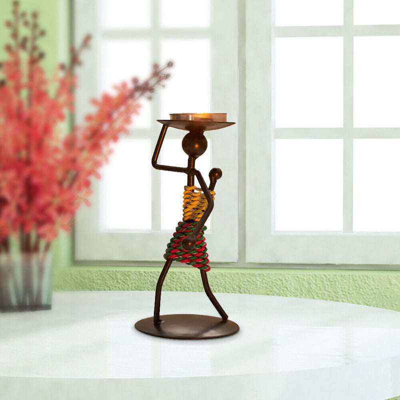 Creative Retro Metal Candle Holder Home Romantic Candlestick Ornaments (A) Newly