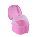 Dental False Teeth Storage Box with Hanging Net Container Organizer (Pink) Newly
