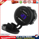 12V/24V Dual Port Car USB Charger Power Adapter with Voltage Meter (Blue) Newly