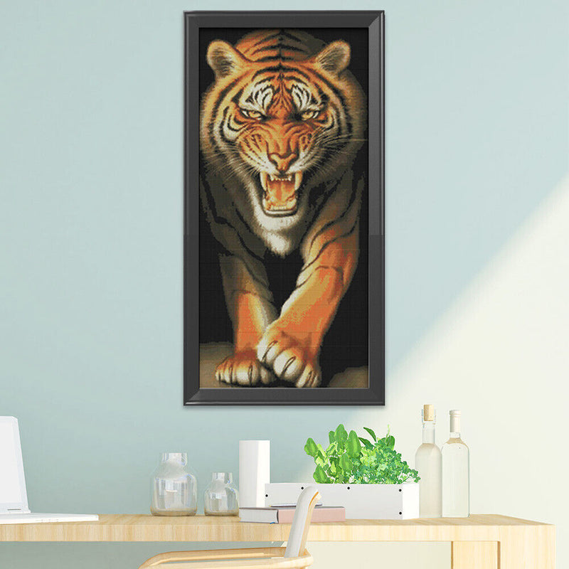 Tiger Cross Stitch 11CT Stamped Animal Pattern Handmade Embroidery Sets Decor