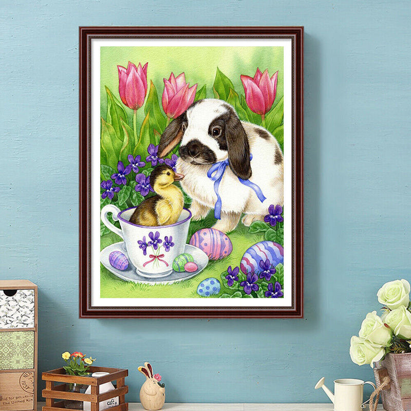 Easter Bunny Oil Paint By Numbers Kits Canvas DIY Wall Art Craft Home Decoration