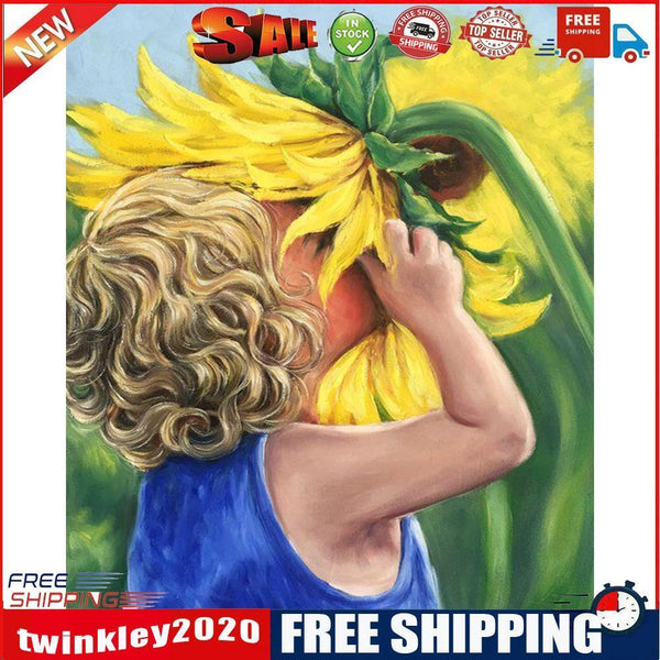 Sunflowers Girl Oil Painting By Numbers DIY Frameless Art Picture On Canvas
