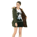 Women Warm Winter Jacket Long Sleeve Coat Parka Outwear Hooded (Green)(L)