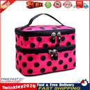 Double Layer Cosmetic Bag Travel Makeup Storage Case (Red+Black Dot) Newly