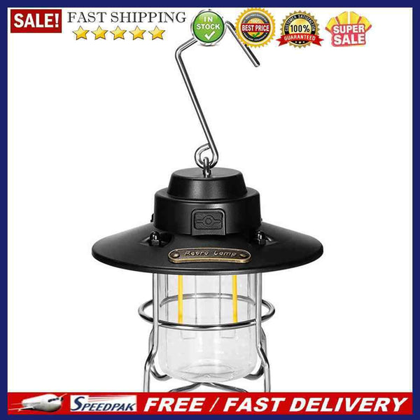Portable Camping Lantern 3 Modes Emergency Light 15w for Camping (Black)
