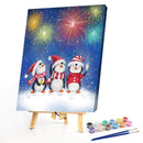 Christmas Penguin Oil Paint By Numbers Kits Canvas Drawing DIY Art (29479)