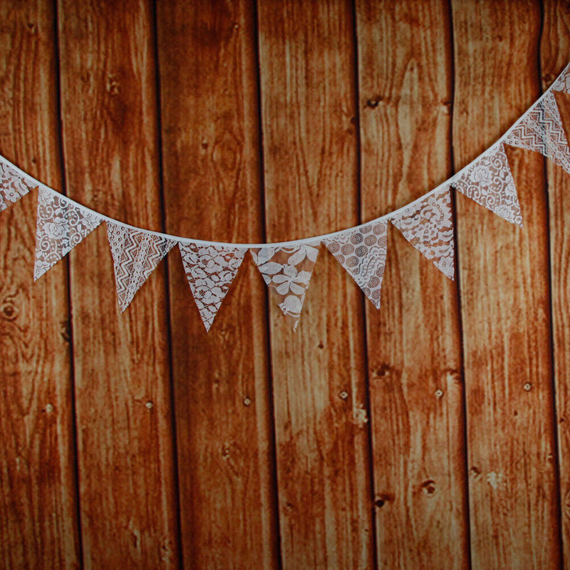 12 Flags White Lace Flag Banner  Pennant Wedding/Birthday Party Decor