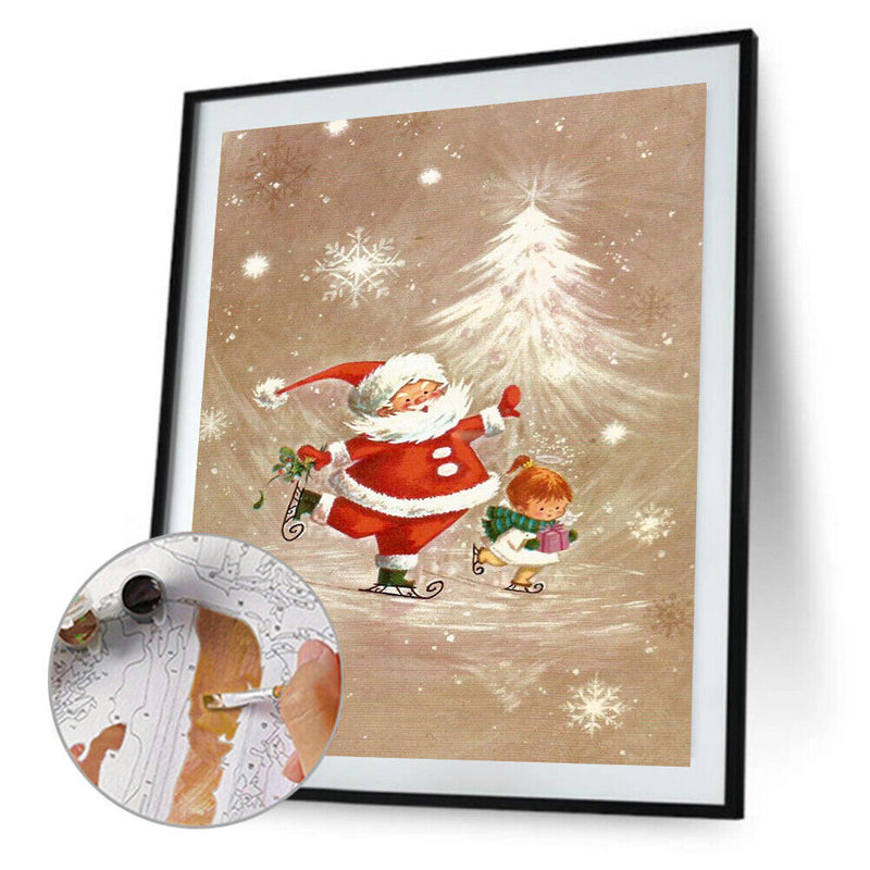 Santa Oil Paint by Numbers Hand Painted Frameless Picture Wall Home Ornament Kit