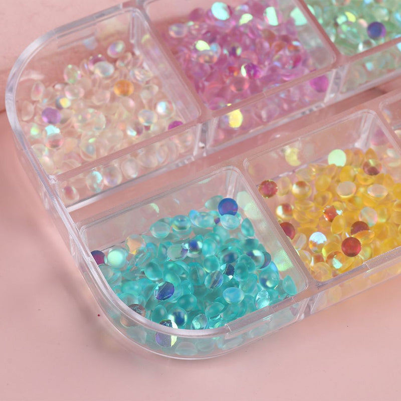 Diamond AB Color Crystal Aurora Mermaid Gradient Round Glass Nail Rhinestones