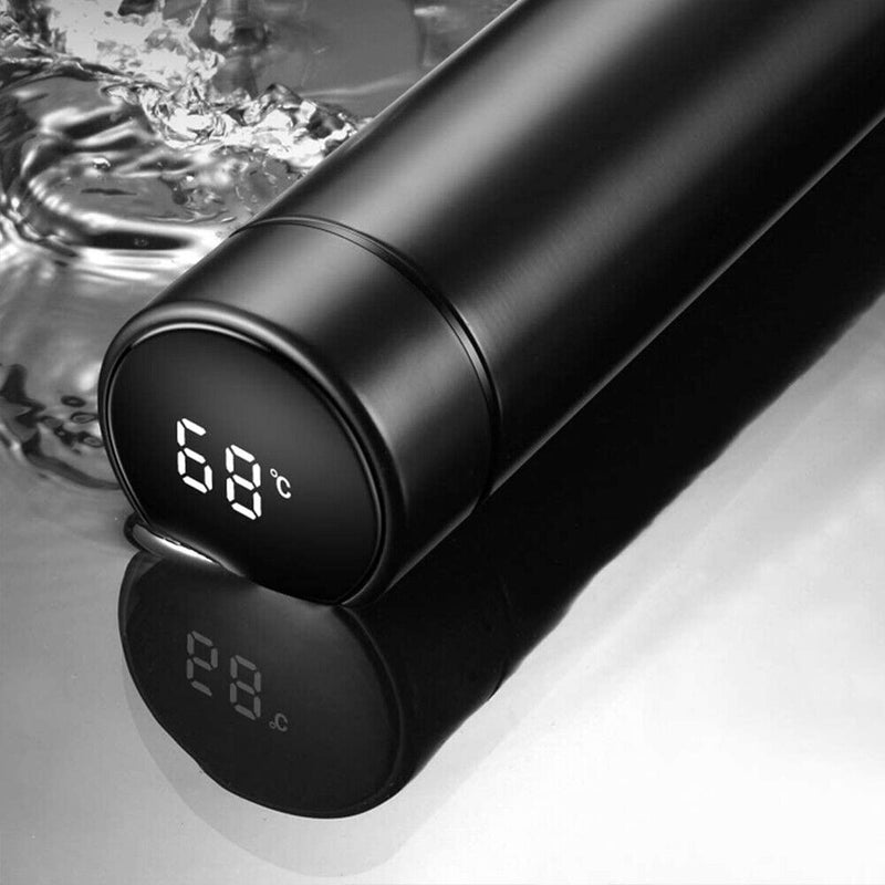 Digital Thermal Water Cup Touch Display Temperature Vacuum Flasks (Black)