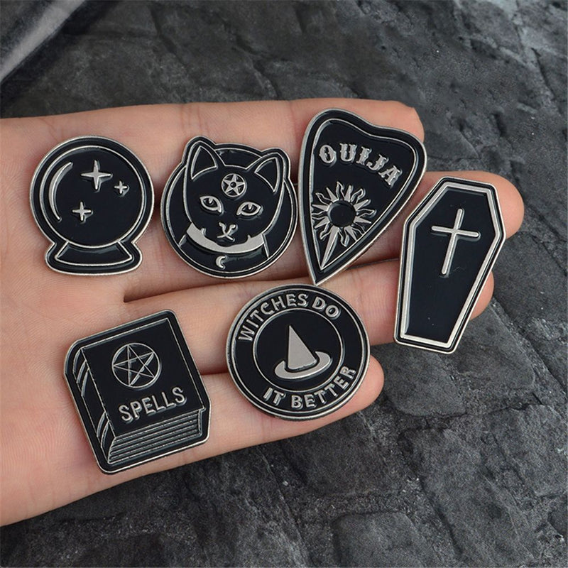 Witches Cartoon Dripping Oil Spells Brooch Clothes Lapel Pin Badge Enamel Pins