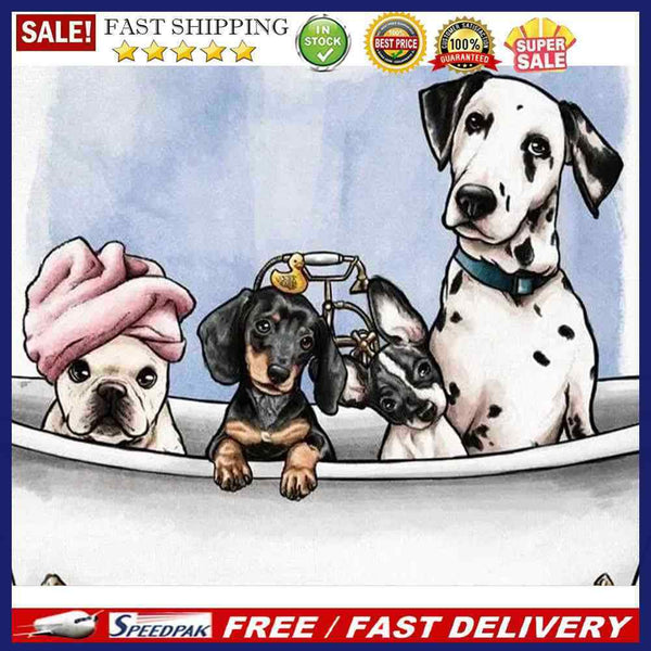 Oil Paint by Numbers Bathtub Dog Canvas Artwork Living Room Picture Decorat