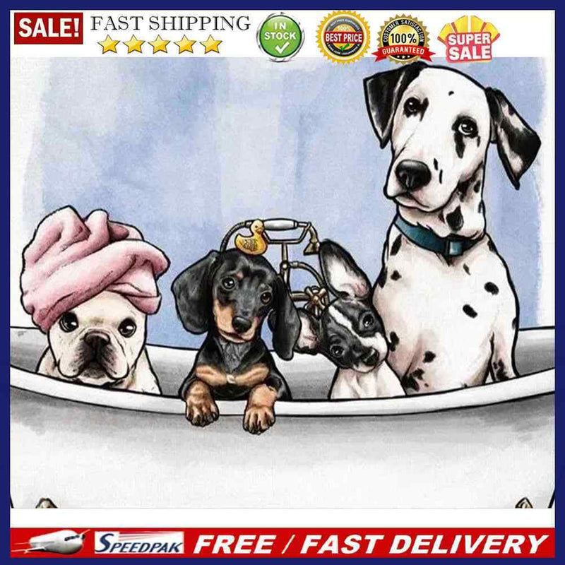 Oil Paint by Numbers Bathtub Dog Canvas Artwork Living Room Picture Decorat