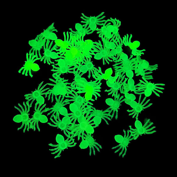 50Pcs Mini Luminous Spiders Scary Props Halloween Decoration Glow In The Dark