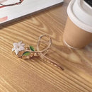 Lily Flower Hairpin Women Metal Hair Claw Barrette Headband Ponytail Crab A4Q8
