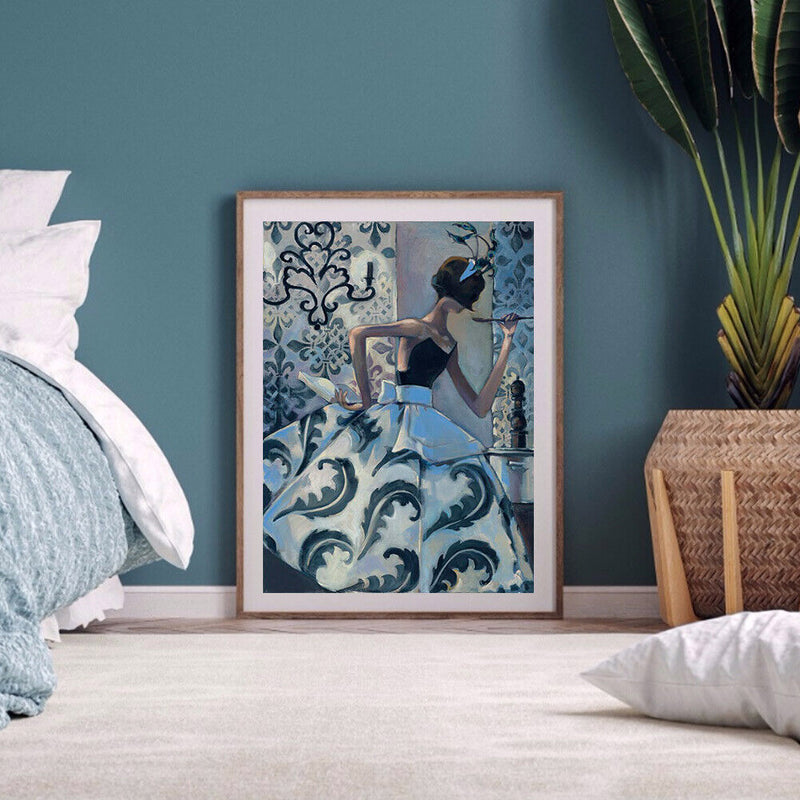 DIY Canvas Digital Oil Picture Big Dress Girl Paint by Number Home Picture Decor
