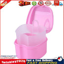 Dental False Teeth Storage Box with Hanging Net Container Organizer (Pink) Newly