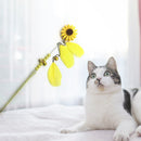 Feather Bell Daisy Chaser Wand Funny Kitten Cat Teaser Rod Interactive Stic