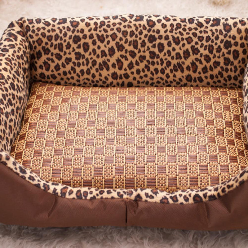 PeDog Cat Summer Cooling Bed Straw Bamboo Cozy Sleeping Pad Mat(Brown)(S)