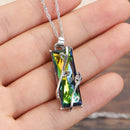 Mosaic Ladies Rainbow Chain Crystal Square Zircon Rhinestone Necklace