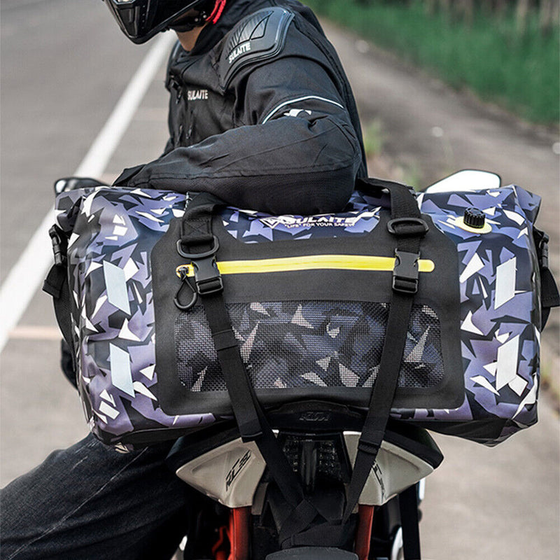 SULAITE Waterproof 50L Motorcycle Tail Saddle Bag 600D Nylon Rear Seat Backpack