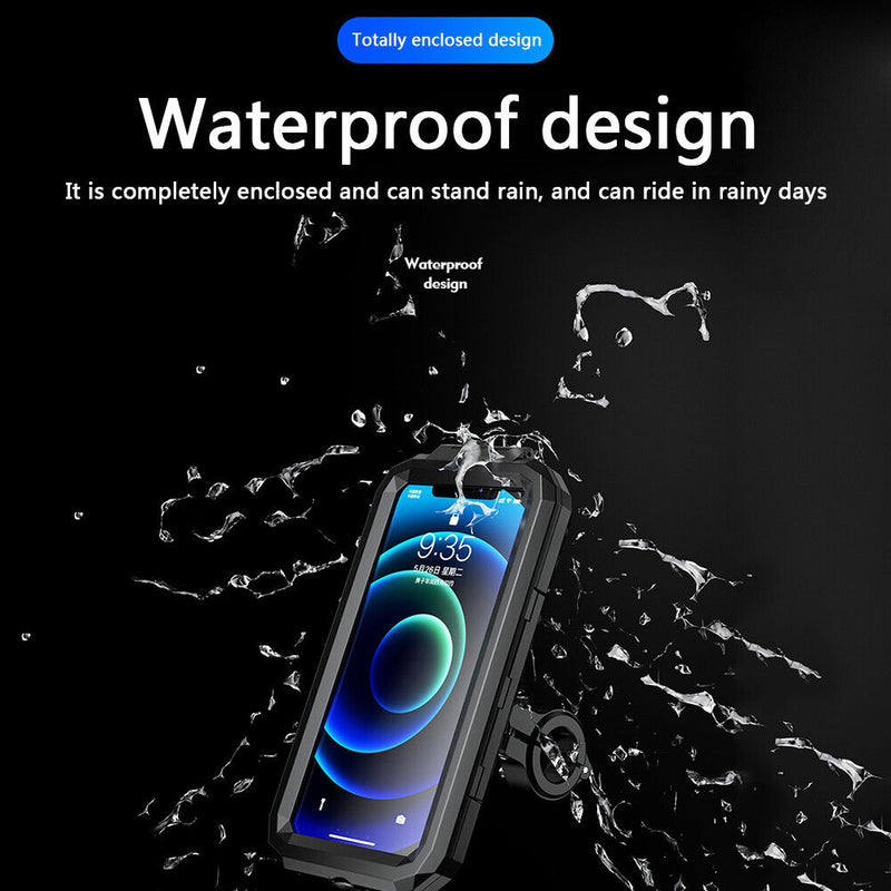 M18L Waterproof Motorcycle Bike Handlebar Rear View Mirror Phone Holder Case