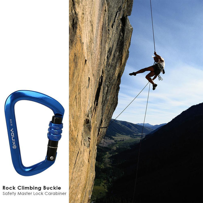 28KN D Shape Safety Master Lock Carabiner Rock Climbing Buckle (Blue)