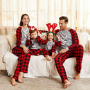 Parent-Child Pajamas Suit Christmas Letter Plaid Sleepwear Match Family Outfits