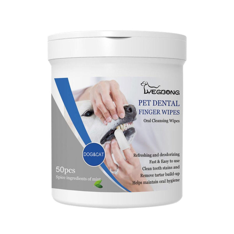 50Pcs/Box Dog Cat Puppy Dental Oral Teeth Cleaning Care Wet Wipe Pet Supplies_