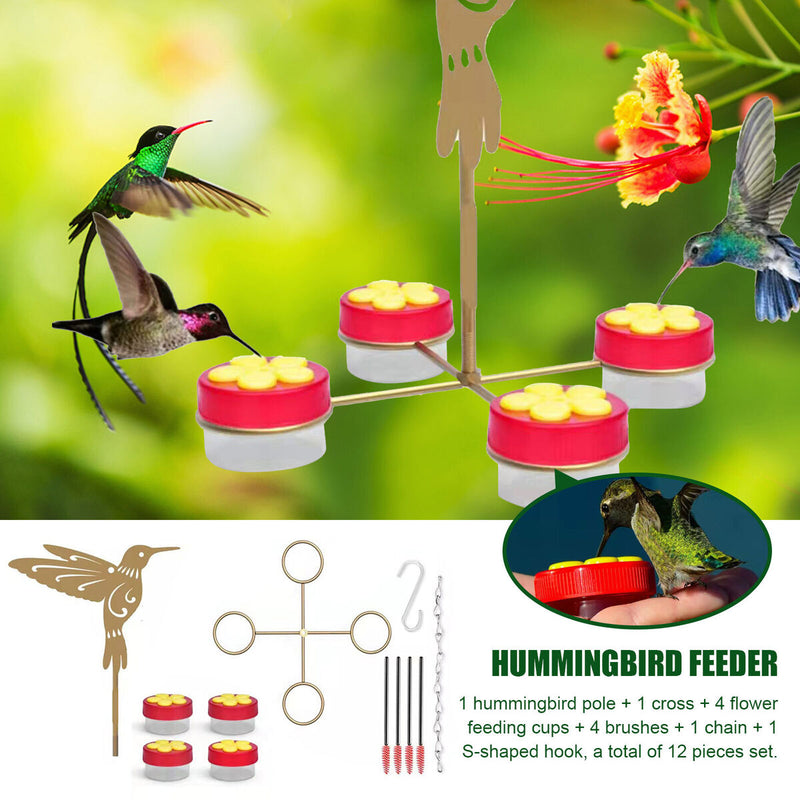 Courtyard Bird Feeder Set - Outdoor Spring Birds Water Drinking for Garden