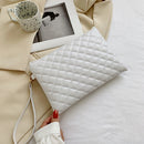 Diamond Lattice Embroidery Thread Envelope Bags Women PU Leather Clutch Handbags