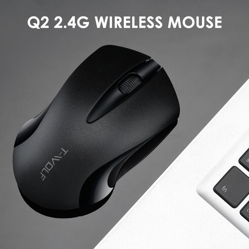 Q2 1200dpi USB Silent Mouse Computer PC 2.4G Wireless Mute Mice (Black)