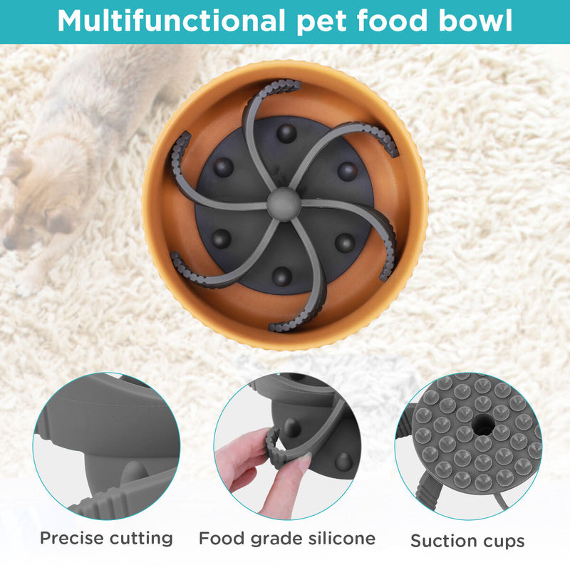 Slow Feed Dog Bowl Insert Puzzle Maze Feeder for Fast Eaters Suction (Grey)