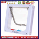 4 Way Lockable Dogs Cat Security Flap Door Kitten Puppy Pets Gate (White S)
