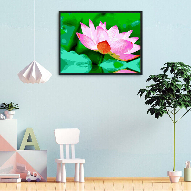 DIY Digital Painting By Numbers Lotus Frameless Canvas Picture Home Decoration