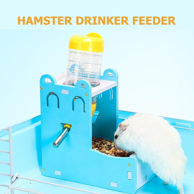 Hamster Automatic Water Fountain Drinker Food Feeder Playing Cage (Blue) Newly