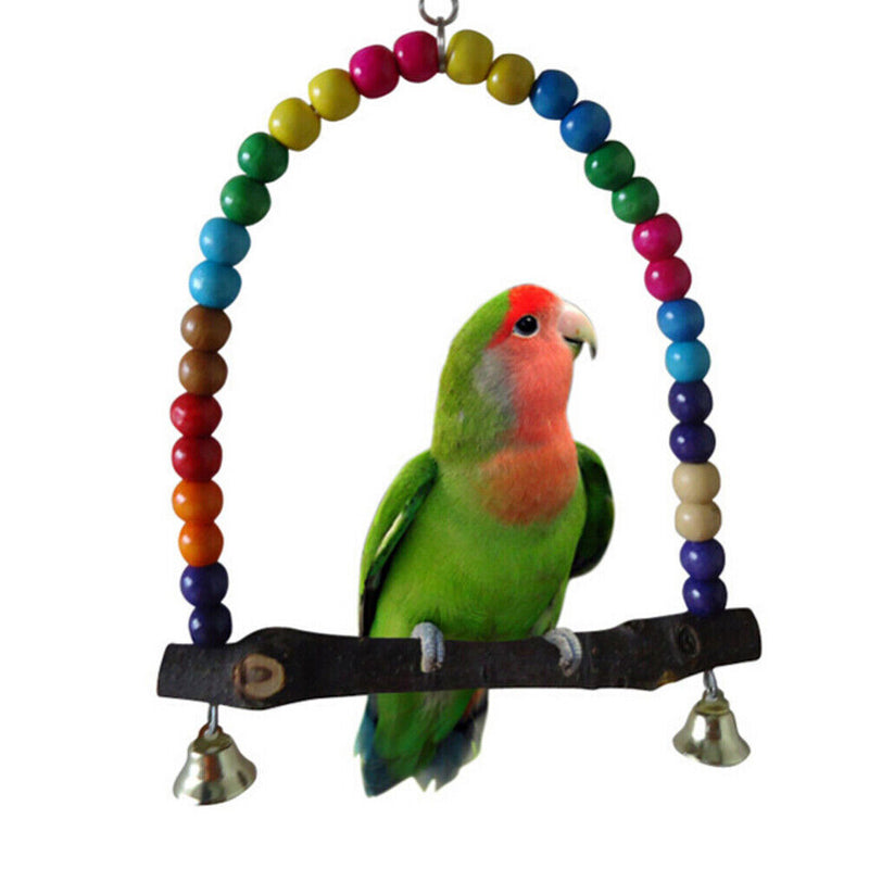 Wooden Bird Parrot Swing Toys Parakeet Cockatiel Lovebird Budgie 15cm