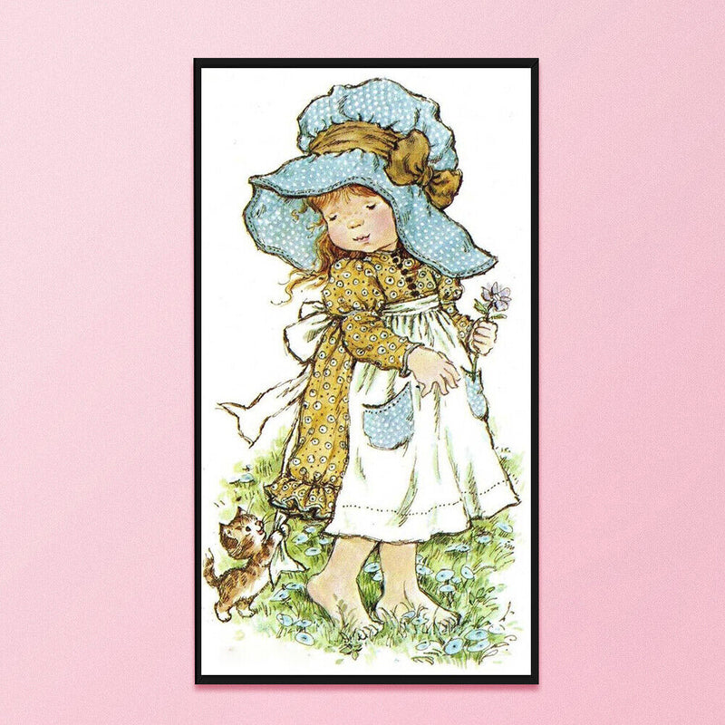 11CT Printed Partial Cross Stitch Craft Cute Girl Artwork Decor (VIP066)