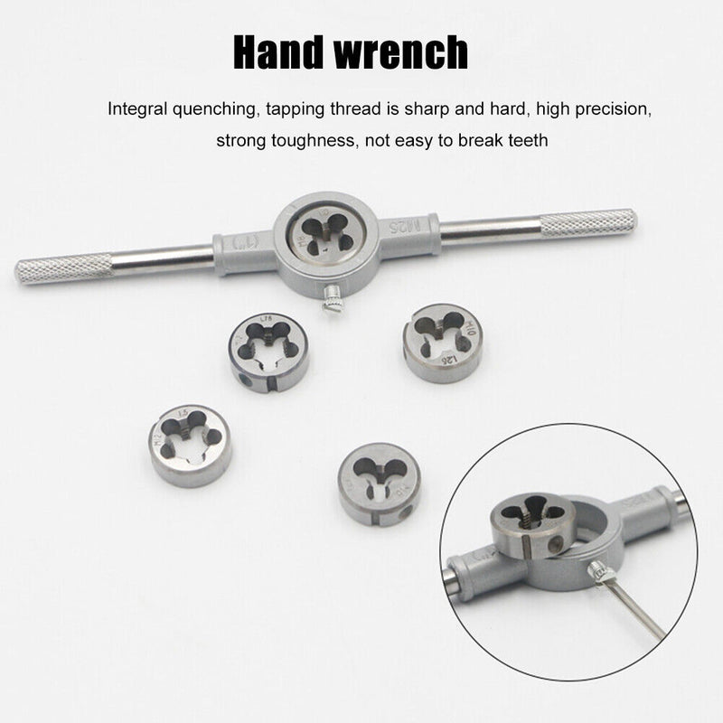 8pcs M3-M12 Metric Die Wrench Sets Circular Die Screw Thread Taps and Dies Newly