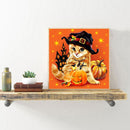 Halloween Cat 5D DIY Full Round Diamond Painting Handmade Mosaic Decor Pictures