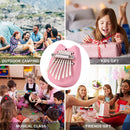 Mini Cat 8-Key Pine Plate Kalimba Finger Piano Musical Mbira Sanza Pink Newly