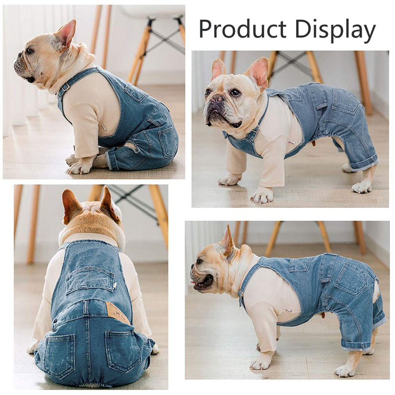 Pet Denim Jumpsuit Comfortable Cotton Jean Warm Rompers for Dog Cat (M) Newly
