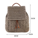 Women Straw Backpack Handmade Woven Casual Beach Holiday Shoulders Bucket Bag