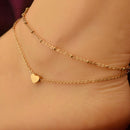 Layered Anklet - Double Ankle Chain Bracelet for Women Girls Heart Foot Jewelry