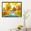 11CT Cotton Thread Landscape Autumn Stamped Embroidery Canvas Set Embroidery DIY