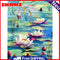 DIY Hand Painted Paint By Numbers Oil Canvas Pictures Lotus in Pond Ornament Kit