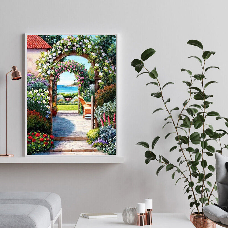 Garden Landscape Frameless DIY Oil Paint by Numbers Kit Handpainted Artwork