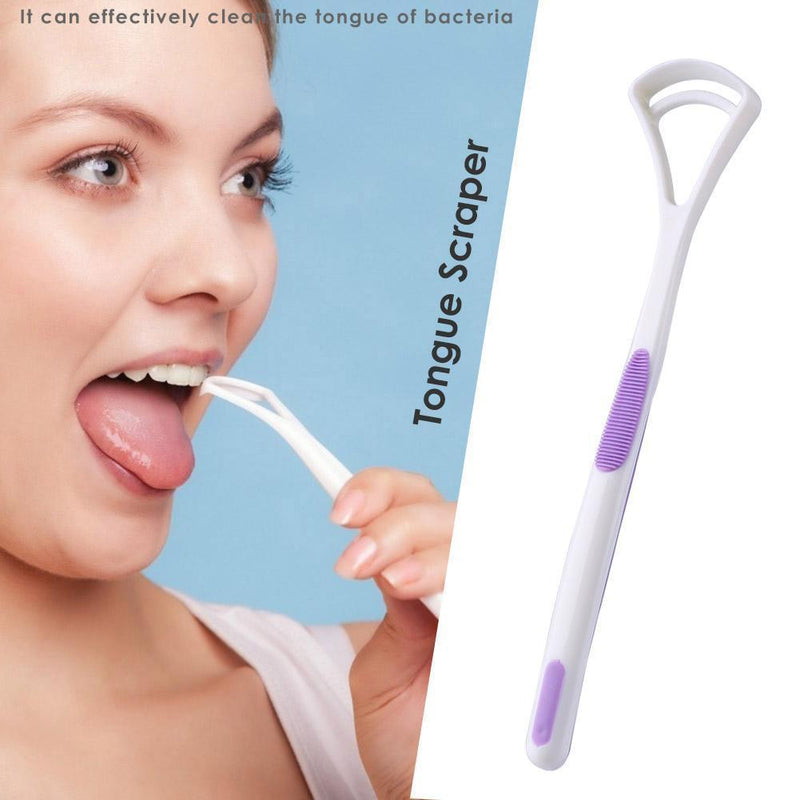 Tongue Brush Tongue Scraper Cleaner Oral Care Tongue Cleaning Tool (Purple)